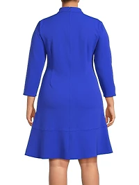Plus Funnel Neck Stretch Crêpe Midi-Dress