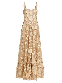 Jasmine Gold Floral Appliqué A-Line Gown