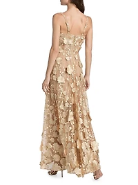 Jasmine Gold Floral Appliqué A-Line Gown
