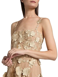 Jasmine Gold Floral Appliqué A-Line Gown
