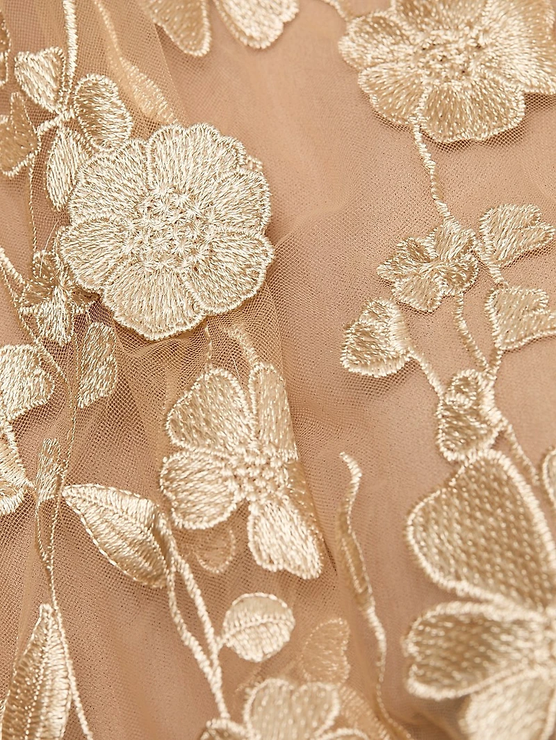 Jasmine Gold Floral Appliqué A-Line Gown