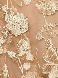 Jasmine Gold Floral Appliqué A-Line Gown