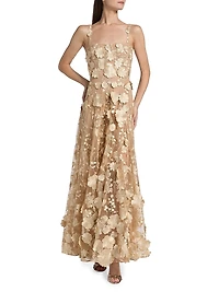 Jasmine Gold Floral Appliqué A-Line Gown