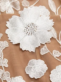 Jasmine Blanc Floral Appliqué Column Gown