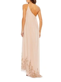 Embellished Asymmetric One-Shoulder Gown