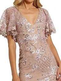 Embellished Lace V-Neck Gown