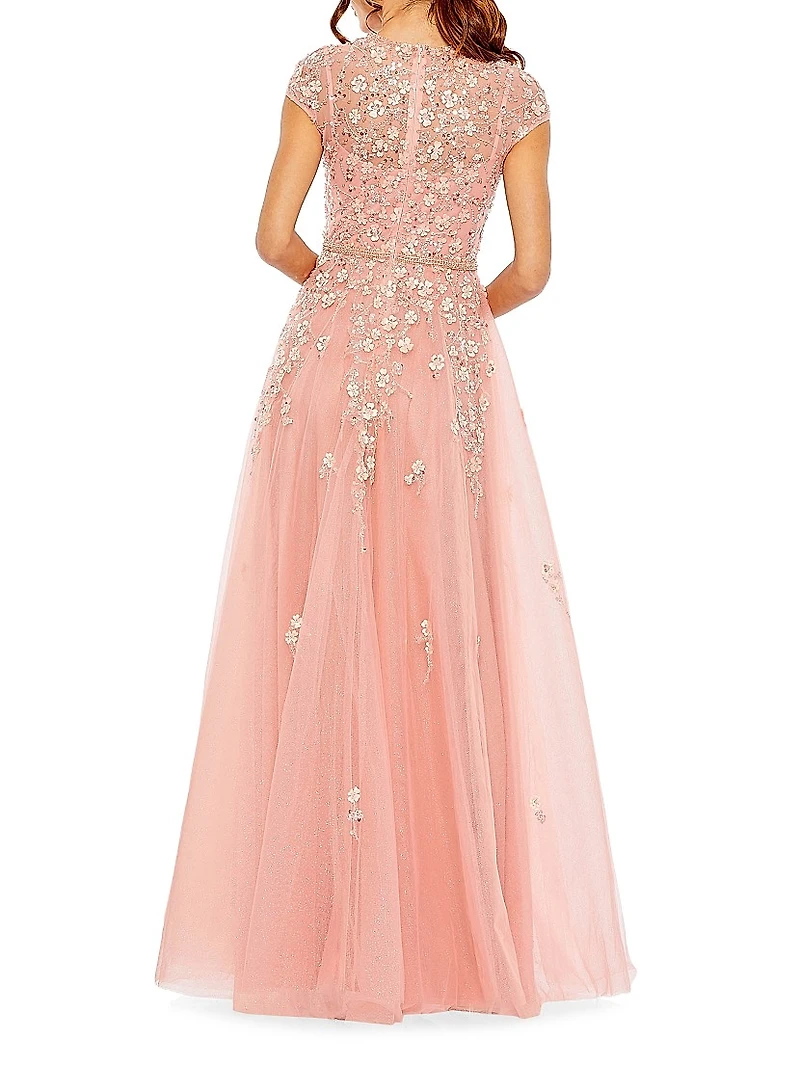 Embellished Tulle A-line Gown