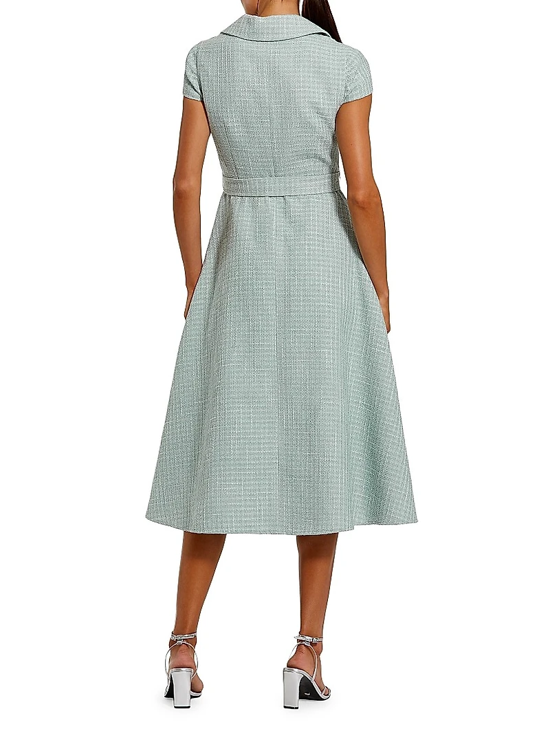Tweed Belted Midi-Shirtdress