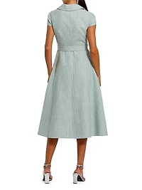 Tweed Belted Midi-Shirtdress