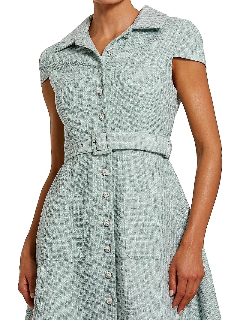 Tweed Belted Midi-Shirtdress