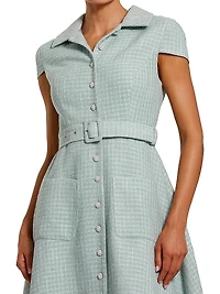 Tweed Belted Midi-Shirtdress