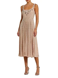 Embellished Georgette Scoopneck Midi-Dress