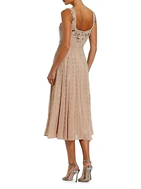 Embellished Georgette Scoopneck Midi-Dress