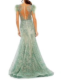 Embellished Lace Trumpet Gown
