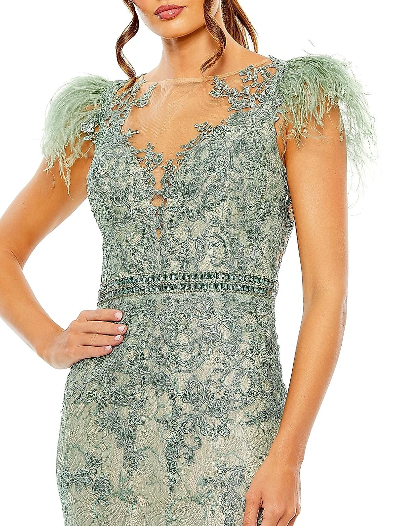 Embellished Lace Trumpet Gown