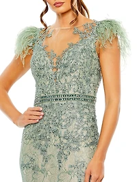 Embellished Lace Trumpet Gown