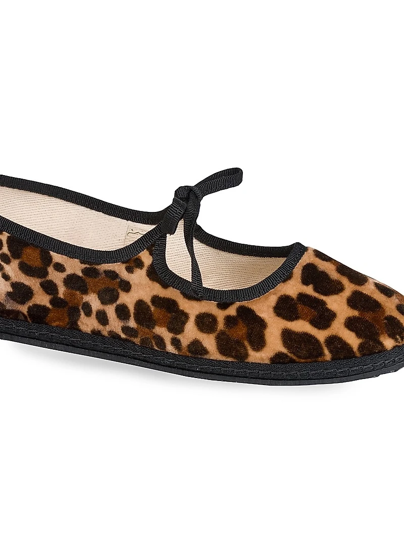 Timeless Brigitte Tiepolo Leopard Cotton Velvet Slippers