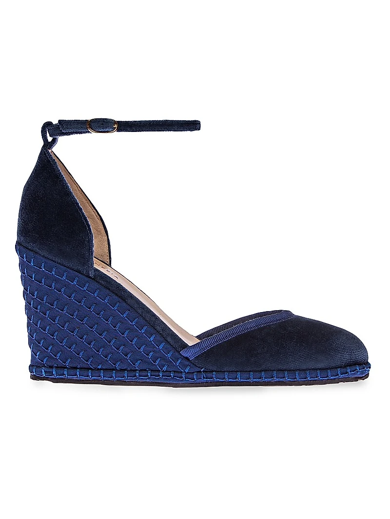 Timeless Delfina 100MM Cotton Velvet Wedge Pumps