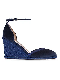 Timeless Delfina 100MM Cotton Velvet Wedge Pumps