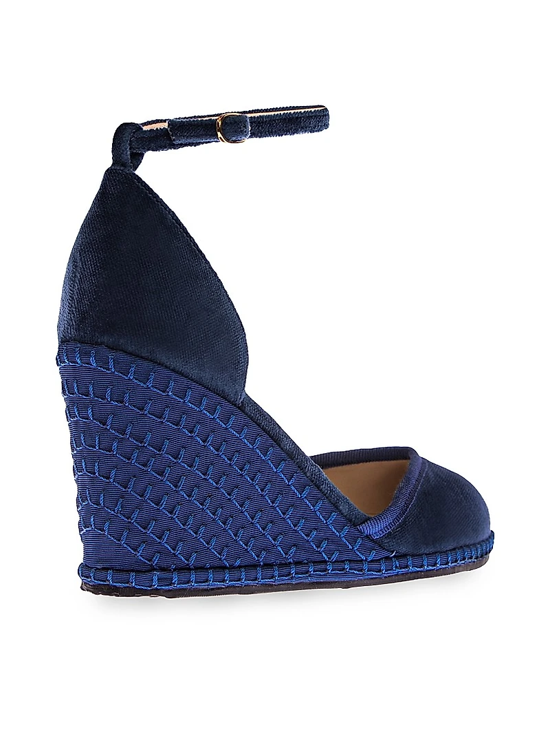 Timeless Delfina 100MM Cotton Velvet Wedge Pumps