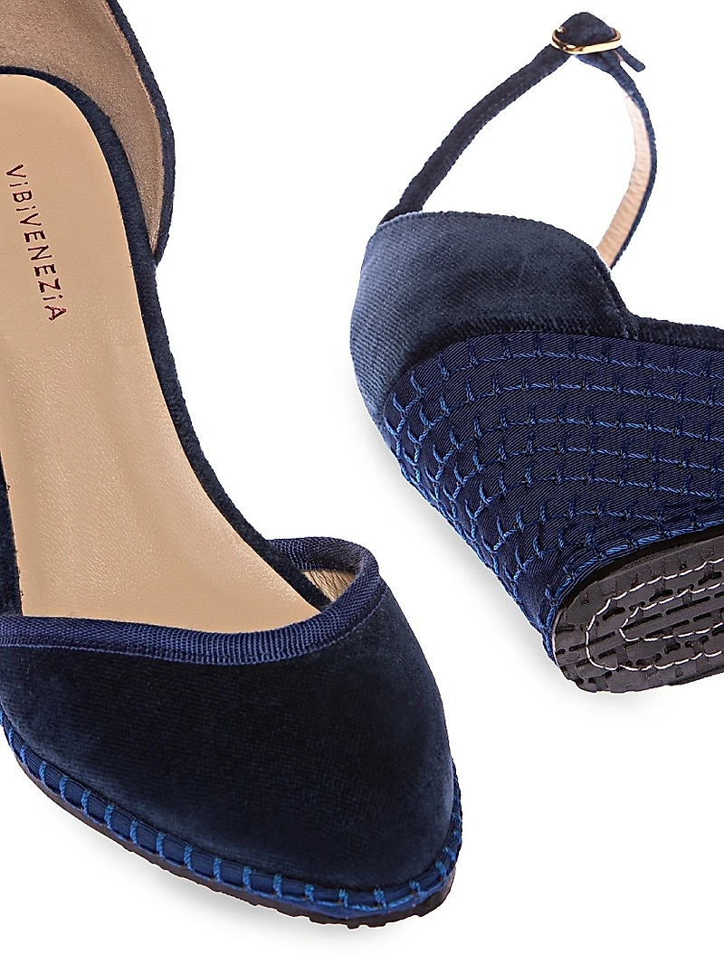 Timeless Delfina 100MM Cotton Velvet Wedge Pumps