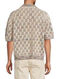 Cable Lace Space-Dyed Polo Sweater