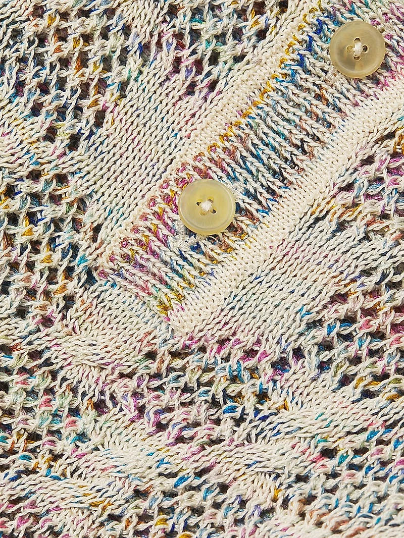 Cable Lace Space-Dyed Polo Sweater