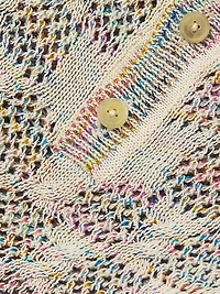 Cable Lace Space-Dyed Polo Sweater