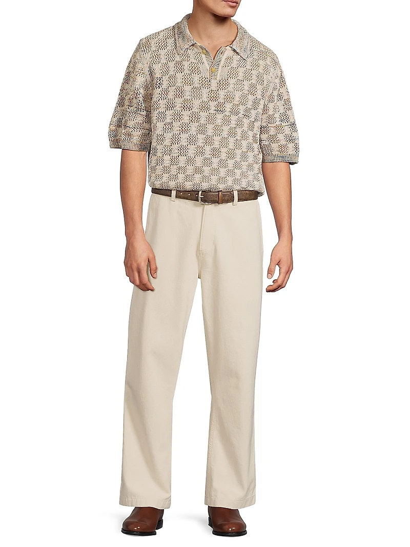 Cable Lace Space-Dyed Polo Sweater