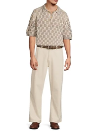 Cable Lace Space-Dyed Polo Sweater