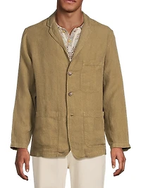 Linen Three-Button Blazer