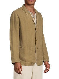Linen Three-Button Blazer