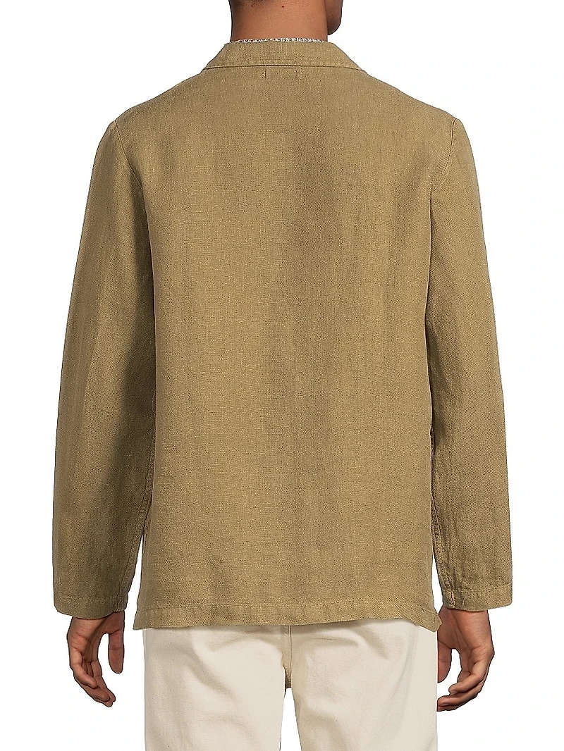 Linen Three-Button Blazer
