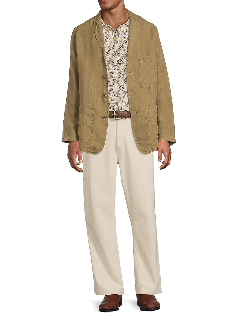 Linen Three-Button Blazer