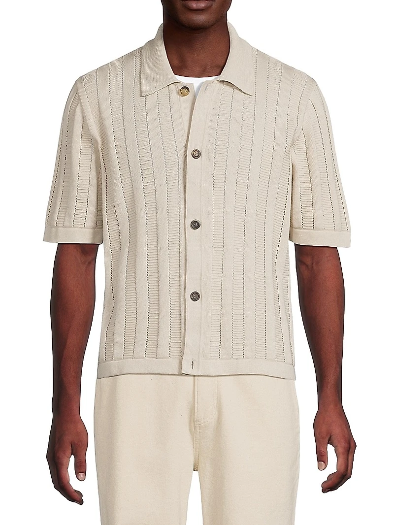 Regular Fit Ladder-Knit Cotton Shirt