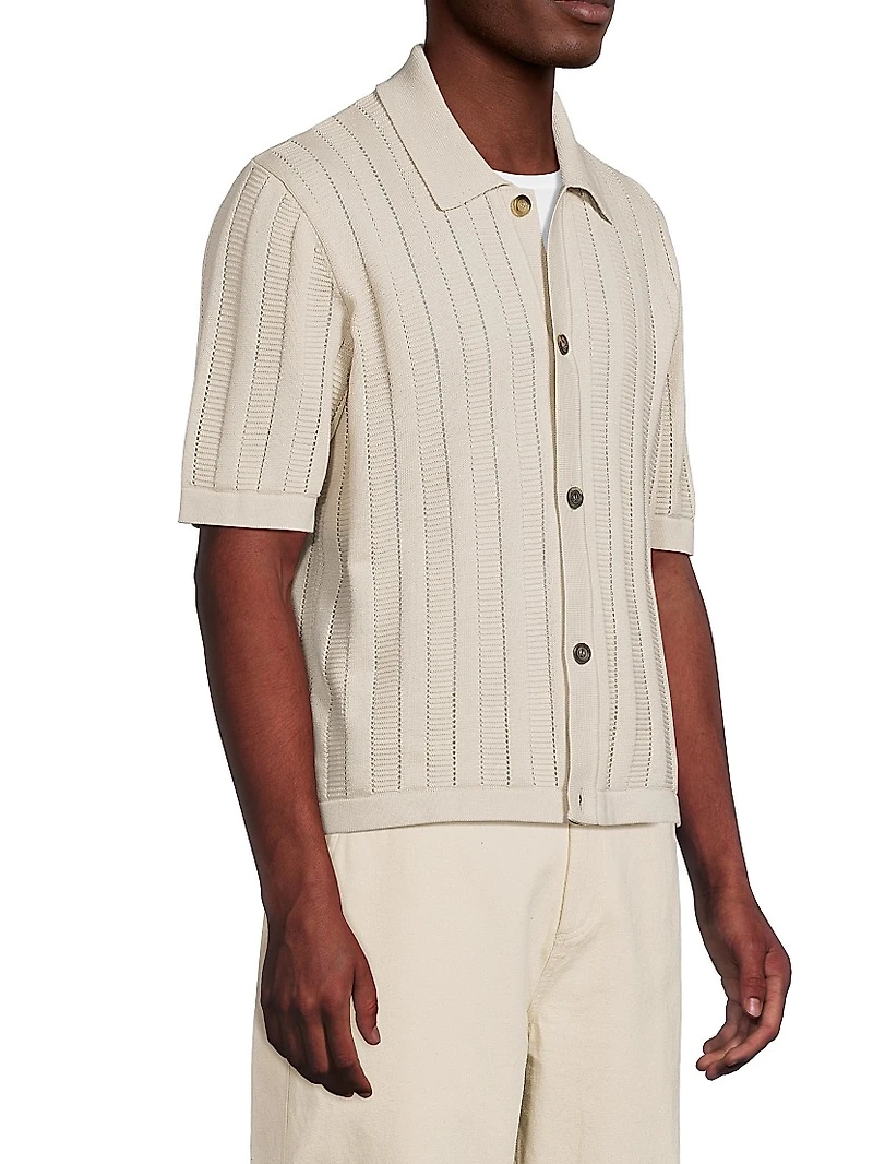 Regular Fit Ladder-Knit Cotton Shirt