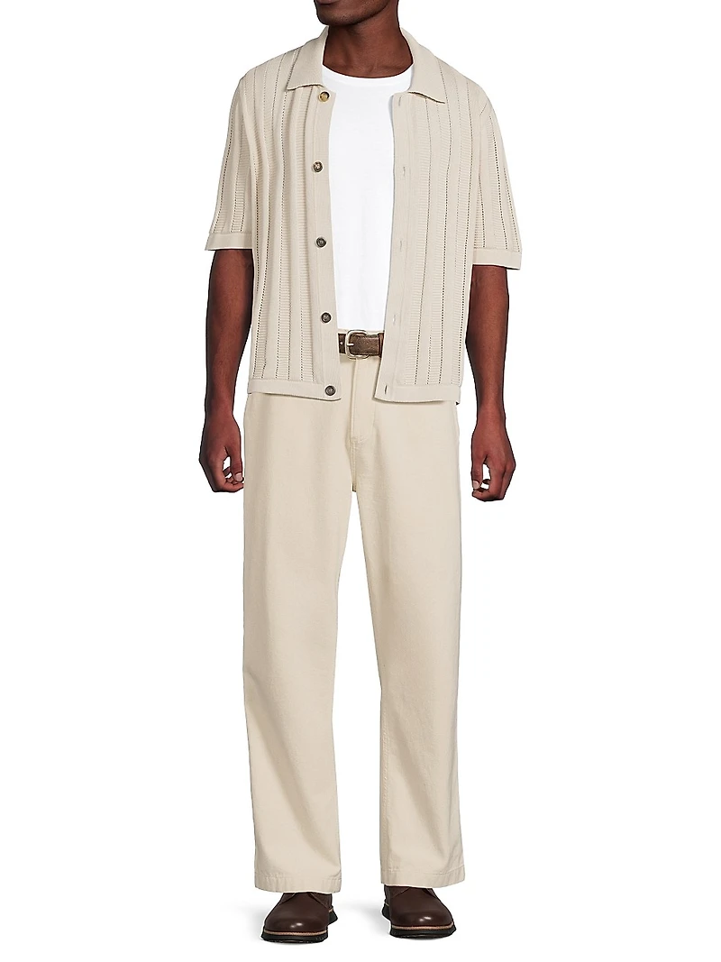 Regular Fit Ladder-Knit Cotton Shirt