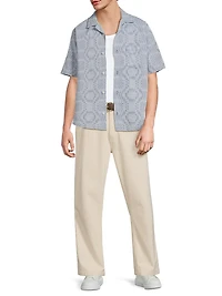 Indigo-Dyed Diamond Jacquard Button-Front Shirt