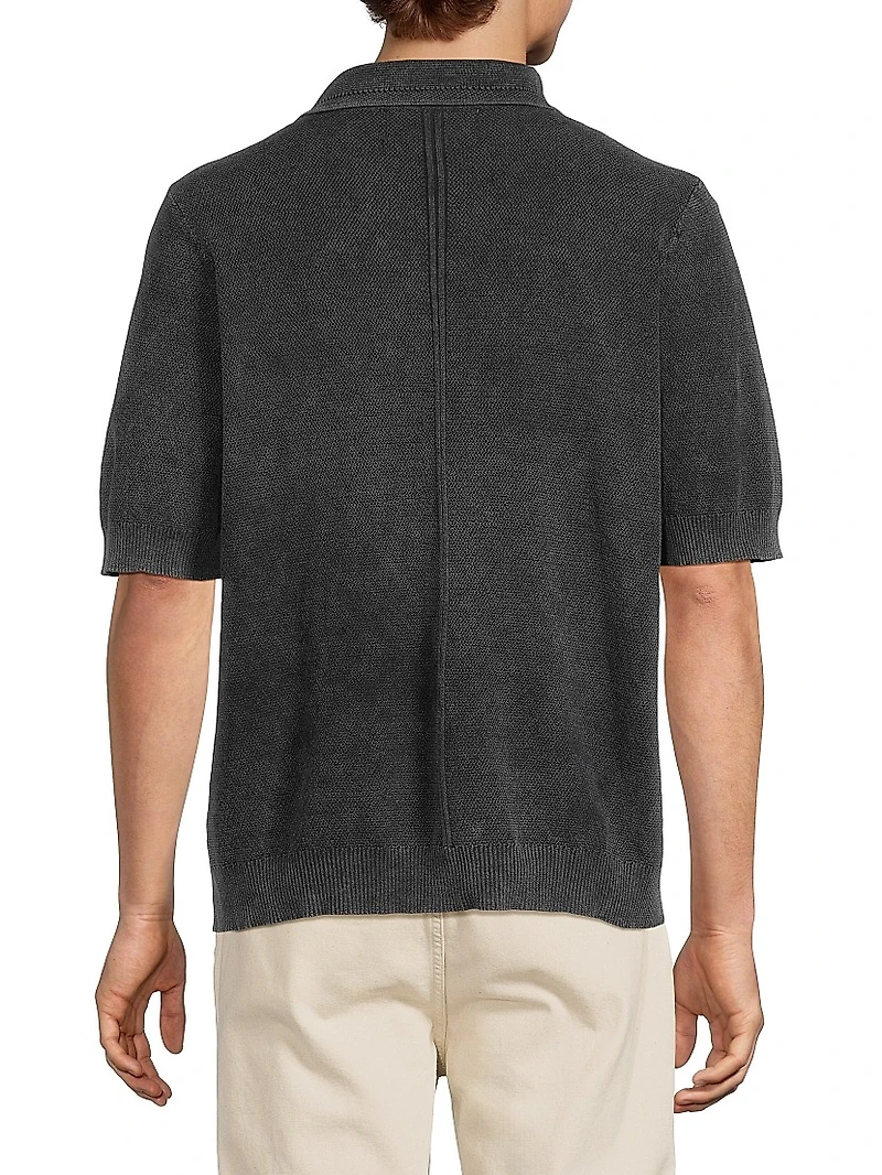 Rice Stitch Garment-Dyed Polo Shirt