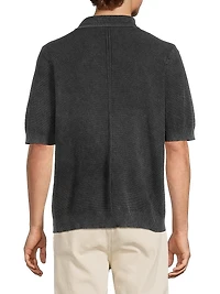 Rice Stitch Garment-Dyed Polo Shirt