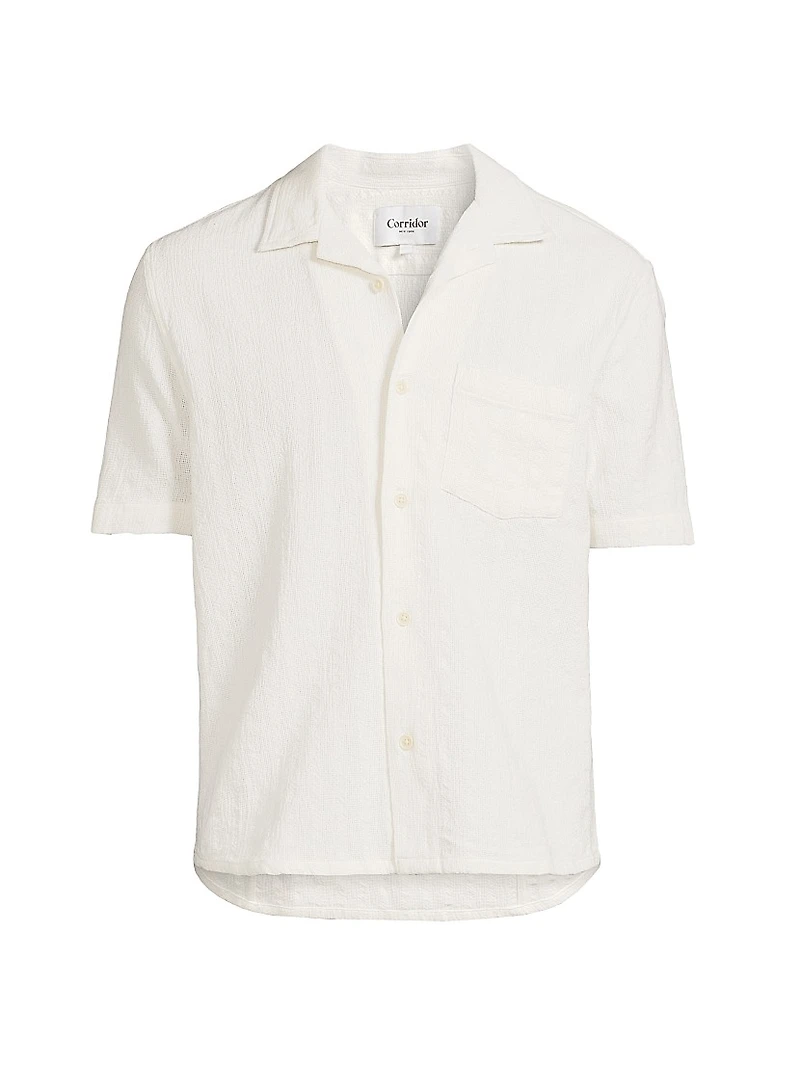 Basket Weave Cotton Camp Shirt