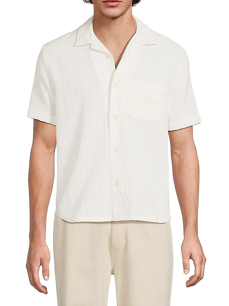 Basket Weave Cotton Camp Shirt