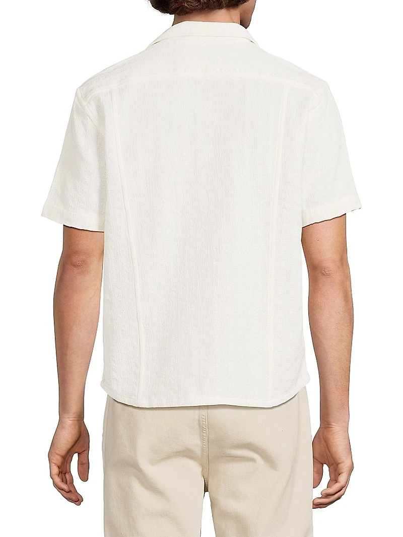 Basket Weave Cotton Camp Shirt