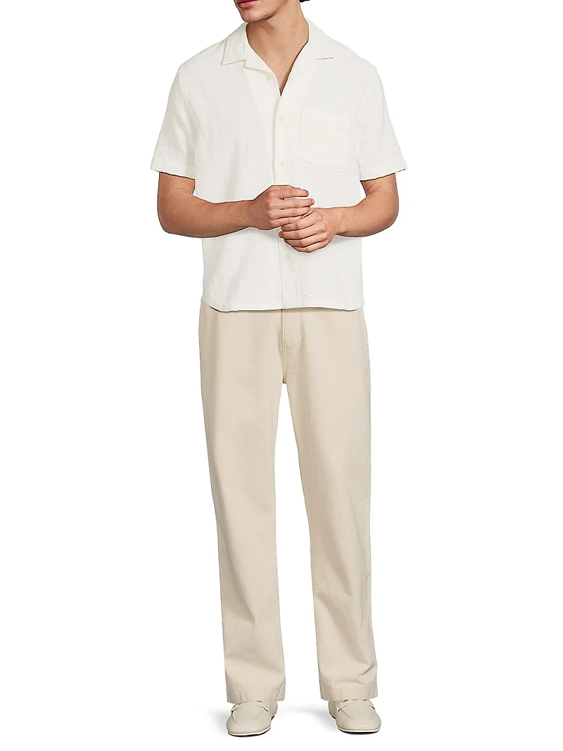 Basket Weave Cotton Camp Shirt