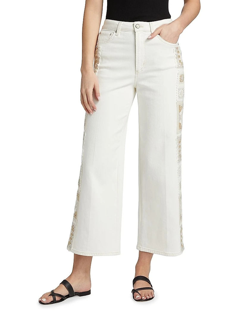 Getty Embroidered Crop Jeans