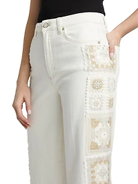 Getty Embroidered Crop Jeans