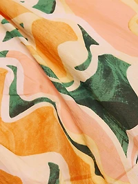 Palm Abstract Print Cotton Midi-Dress