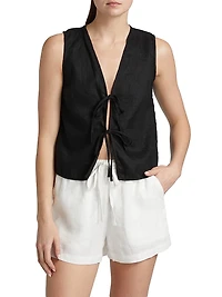 Oregon Linen Tie-Front Tank