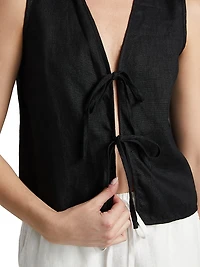 Oregon Linen Tie-Front Tank