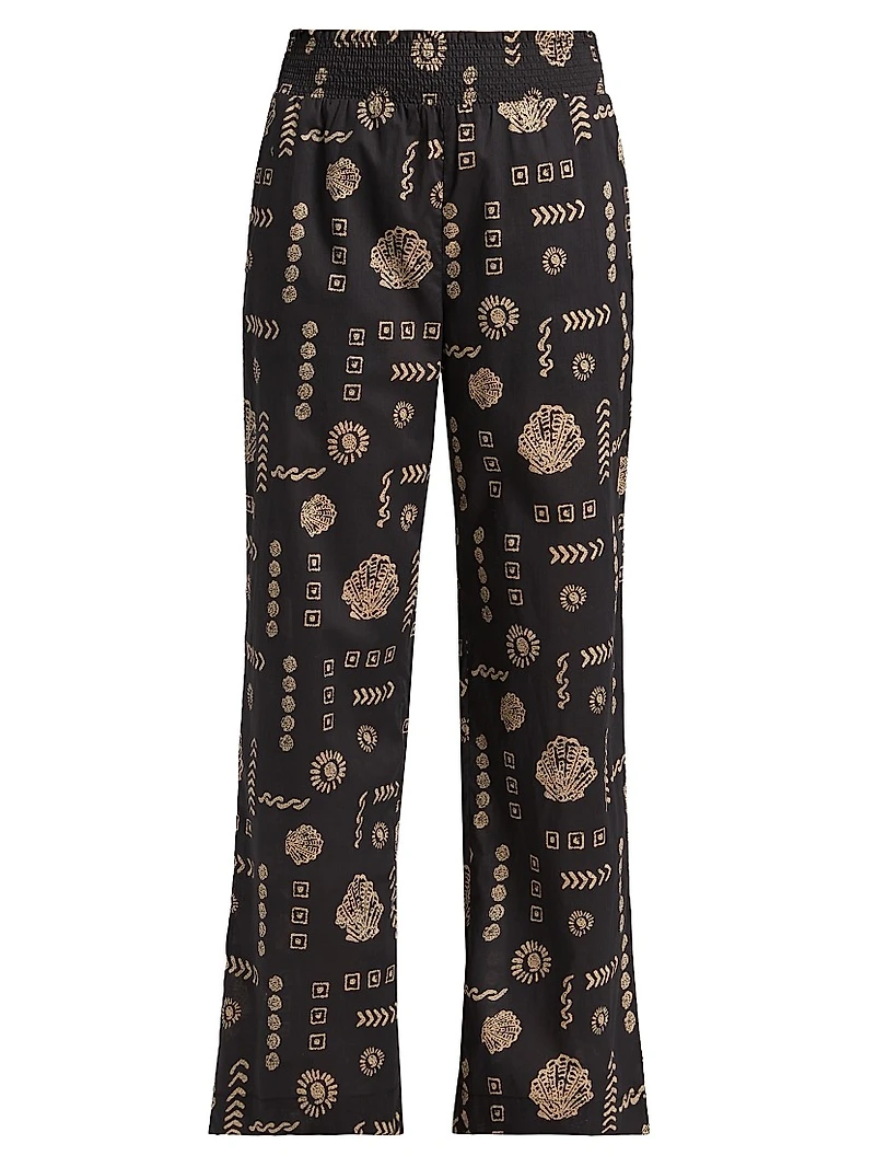 Brendon Abstract Cotton Straight Pants